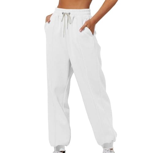 Womens High Waisted Cinch Bottom Fleece Sweatpants Casual Joggers
