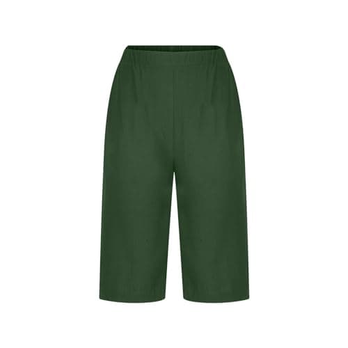 Yxzogd 2025 Women's Summer Cotton Linen Elastic Waist Basic Plus Size Short Pants with Pockets