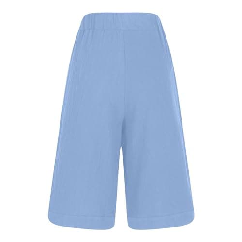 Sktremeuru Women's High-Waisted Linen Knee-Length Shorts