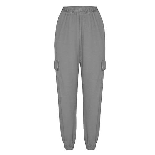 SMIDOW Women's High-Waisted Fleece Baggy Sweatpants Cargo Casual Joggers