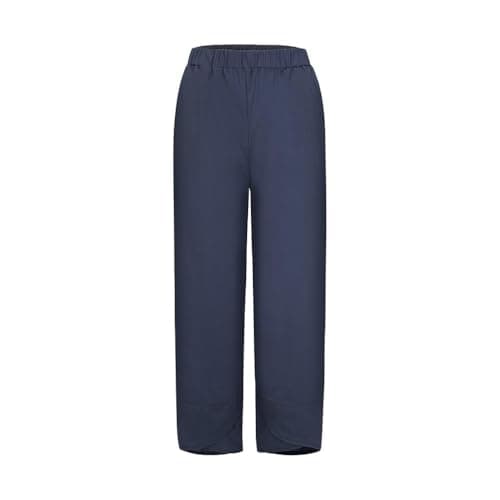 Xoxingysm HighWAIST Linen WideLeg Pants for Women Boho Summer Crop Trousers