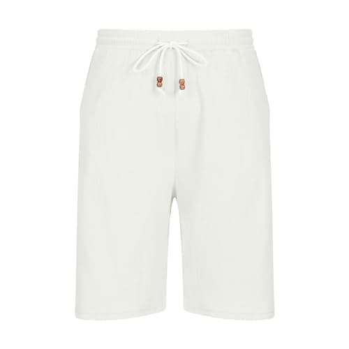 Sunaei Men's Cotton Linen Shorts for Casual Summer Athletic Wear