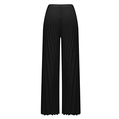 Yxzogd Women's Stretchy Chiffon Palazzo Pants Summer High Waisted Pleated Slacks