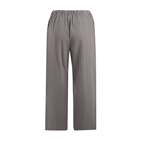 Itsame Women's Summer Cotton Linen Drawstring Capri Pants