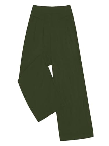 Women's Elastic Waist Culottes Pants with Pockets Casual Palazzo
