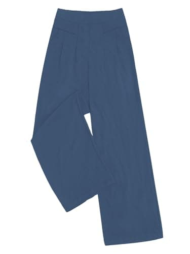 Women's Elastic Waist Culottes Pants with Pockets Casual Palazzo