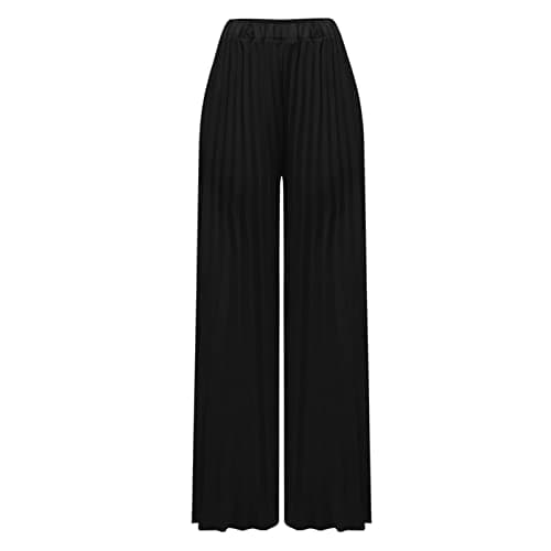 Yxzogd Women's Stretchy Chiffon Palazzo Pants Summer High Waisted Pleated Slacks