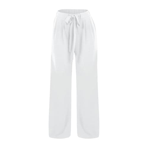 GOKKILRW Women's Summer High Waist Linen Drawstring Palazzo Pants