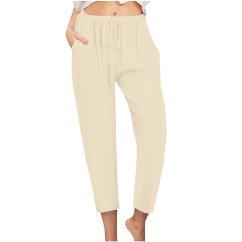 High Waisted Drawstring Tapered Palazzo Pants for Women