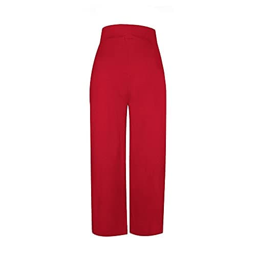 Chatinction Women's High Waist Pleated Polka Dot Printed Wide Leg Pants