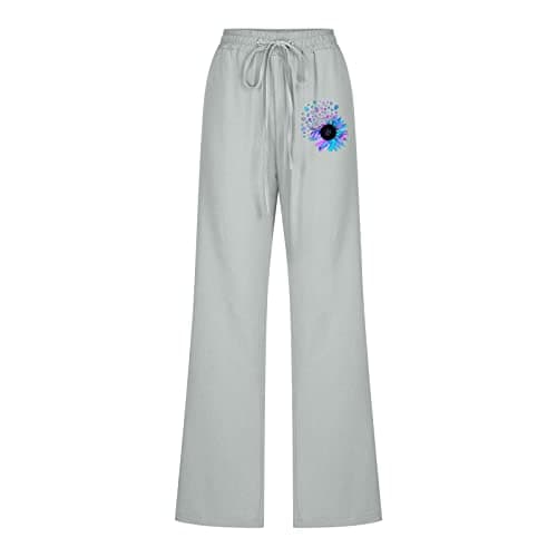 Floral Wide-Leg Pants for Women: High-Waisted, Comfortable Cotton-Linen Trousers