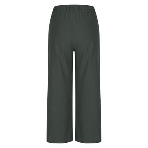 Yxzogd Women's Wide Leg Linen Pants with Pockets High Waist Drawstring Casual Fit