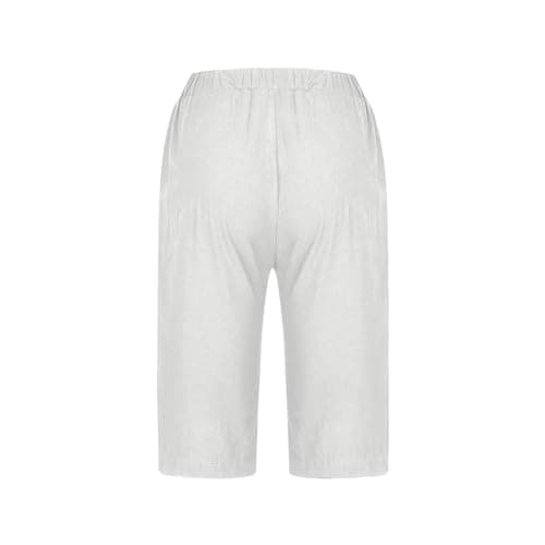 Sktremeuru Women's Summer Elastic Waist Cotton Linen Short Pants Plus Size