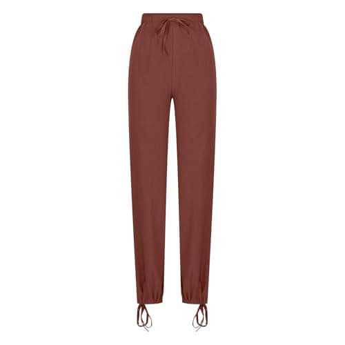 Summer Women's Linen Wide Leg Drawstring Pants with Pockets