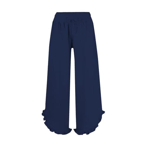 Boho Wide Leg Smocked Waist Linen Pants for Summer Vacation