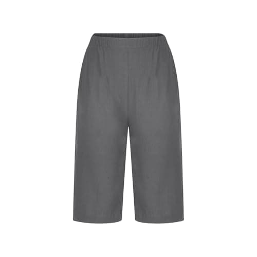 Yxzogd 2025 Women's Summer Cotton Linen Elastic Waist Basic Plus Size Short Pants with Pockets