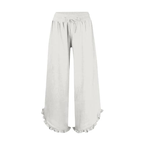 GOKKILRW Women's Lightweight Boho Linen High Waist Flowy Palazzo Pants
