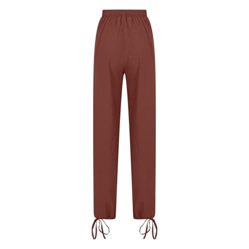 Summer Women's Linen Wide Leg Drawstring Pants with Pockets