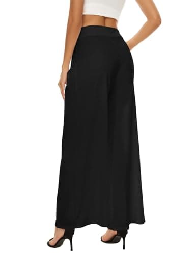 Adilaca Women's Wide Leg Pants - Flowy High Waisted Casual Palazzo