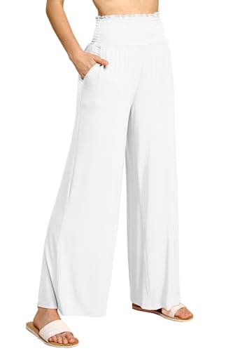 Johnny Women's Elastic High-Waisted Palazzo Pants with Pocket