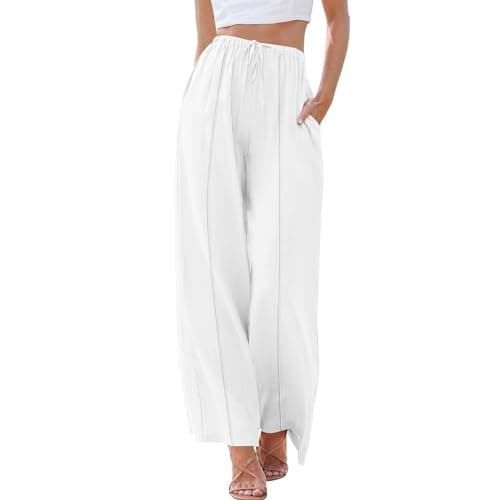 Yxzogd Women's High Waisted Flowy Palazzo Pants with Pockets
