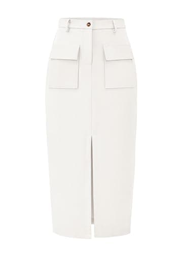 Women's High Waisted Cargo Midi Skirt with Pockets