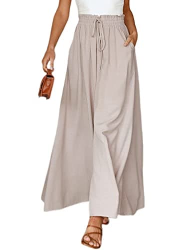 Hooever Women's Wide Leg Flowy Palazzo Pants with Drawstring Waist