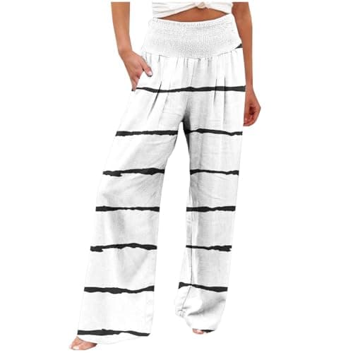 Yxzogd Striped High-Waisted Wide Leg Palazzo Pants for Women