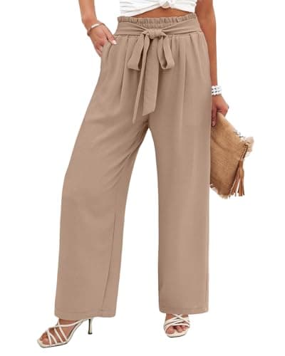 Flowy Women's Wide Leg Pants with Elastic Waist and Pockets, Ideal for Business or Casual Wear