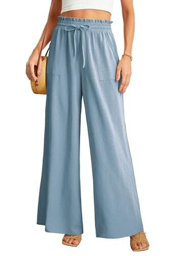 JINKESI Women's High-Waist Wide Leg Loose Pants with Adjustable Ties