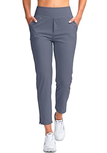 YYV Women's Stretch High Waist Ankle Pants with Pockets for Golf & Casual Business Travel