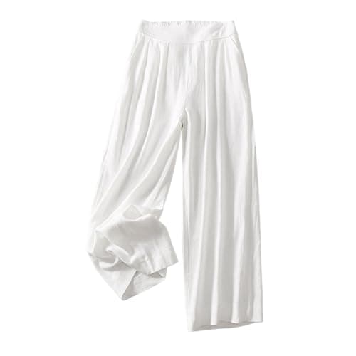 Yxzogd Women's High-Waisted Elastic Wide Leg Jogger Pants Summer Linen Yoga Lounge