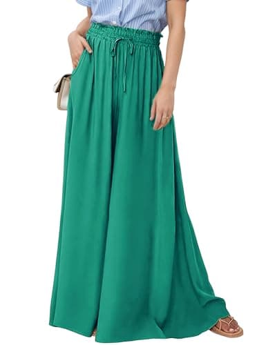 Hooever Women's Wide Leg Flowy Palazzo Pants with Drawstring Waist