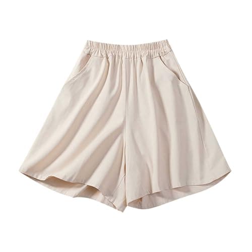 Sktremeuru Women's Cotton Linen Shorts for Summer Comfort and Style