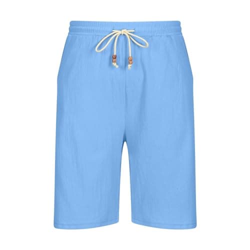 Sunaei Men's Cotton Linen Shorts for Casual Summer Athletic Wear