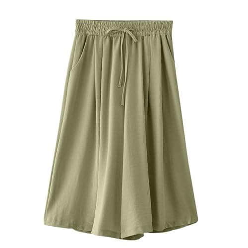 Yxzogd Women's High Waisted Wide Leg Drawstring Capri Pants with Pocket