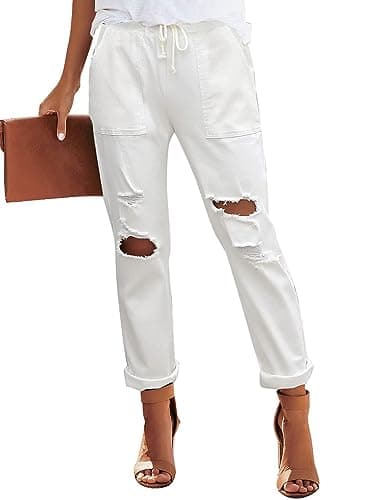 Metietila Women’s Casual Distressed Stretch Jean Denim Pants