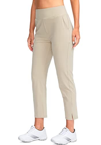 YYV Women's Stretch High Waist Ankle Pants with Pockets for Golf & Casual Business Travel