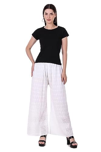 Elegant Ladyline Rayon Embroidered Palazzo Pant with Elastic Closure