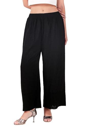 Elegant Ladyline Rayon Embroidered Palazzo Pant with Elastic Closure