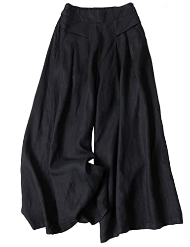 Bianstore Women's Culottes Linen Wide Leg Pants with Pockets