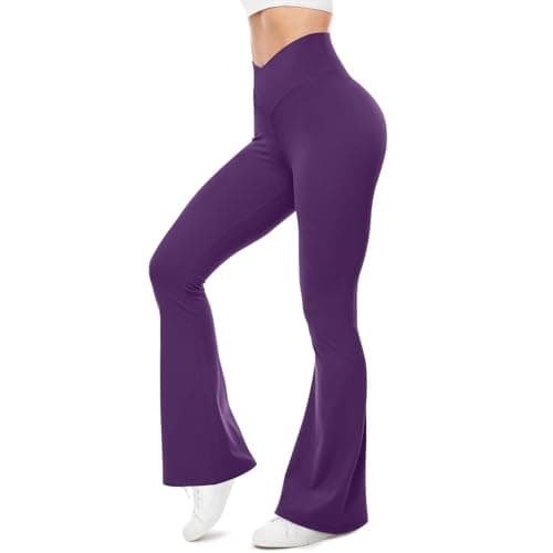 Women's High Waist Flare Yoga Pants with Pockets & Tummy Control