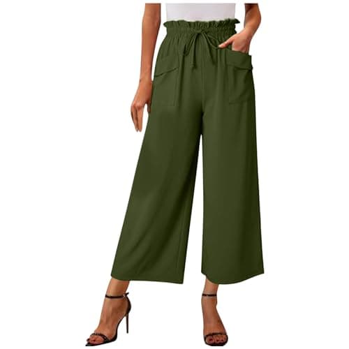 2024 Summer High-Waisted Wide Leg Linen Pant with Big Side Pockets