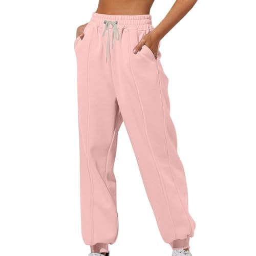 Womens High Waisted Cinch Bottom Fleece Sweatpants Casual Joggers