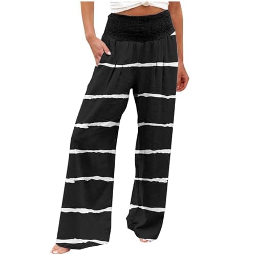 Yxzogd Striped High-Waisted Wide Leg Palazzo Pants for Women