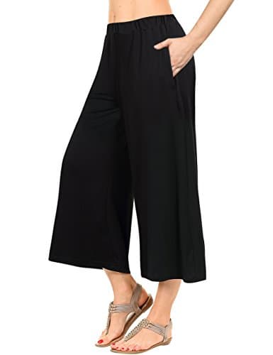 GlorySunshine Women's Elastic Waist Palazzo Pants with Pockets