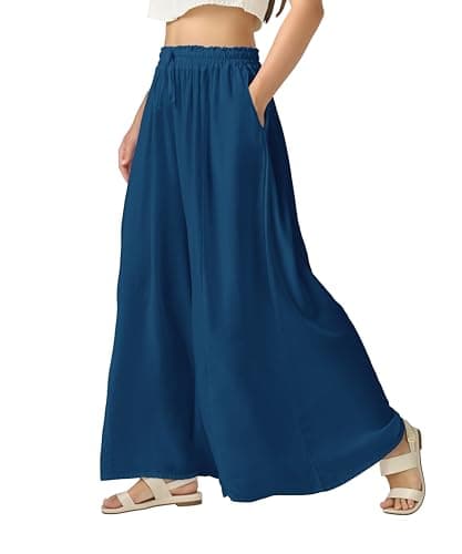 Joob Joob High Waist Flowy Elastic Leg Pants for Women with Pockets