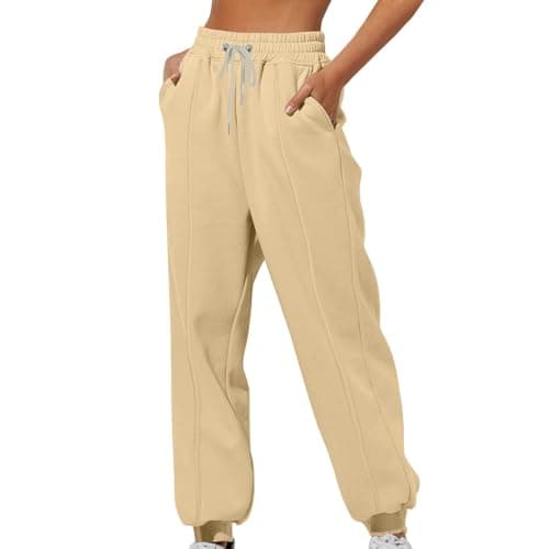 Womens High Waisted Cinch Bottom Fleece Sweatpants Casual Joggers