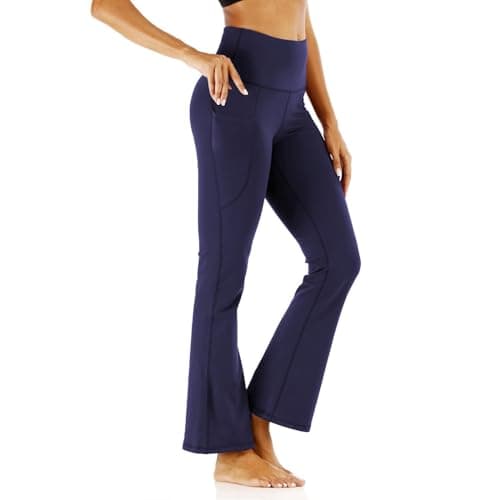 Women's High Waist Flare Yoga Pants with Pockets & Tummy Control
