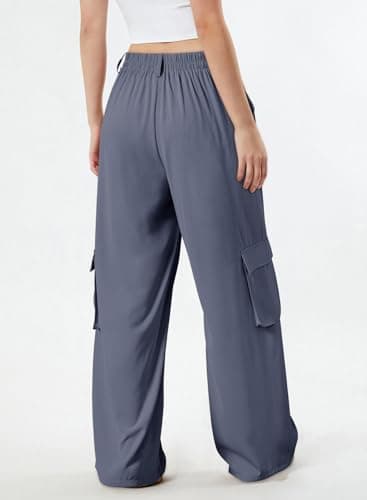 Dokotoo Women's Wide Leg Flowy High Waist Stretch Palazzo Pants with 4 Pockets